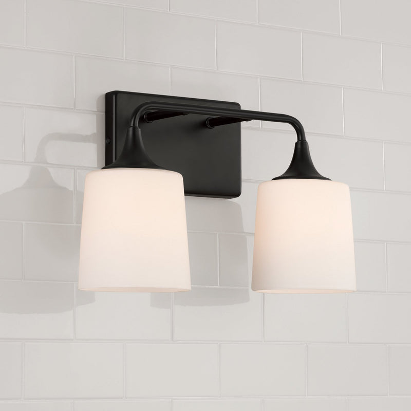 Presley 2-Light Bath Vanity Light in Matte Black