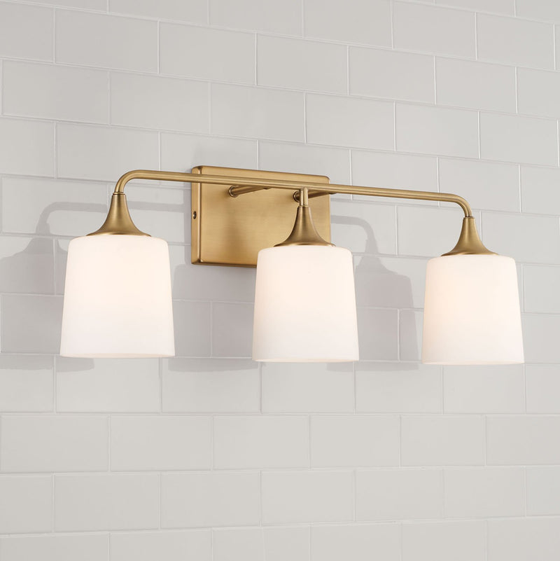 Presley 3-Light Bath Vanity Light in Aged Brass