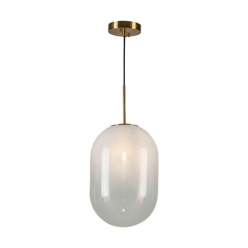 Vita White Ombre Glass Pendant in White and Brass