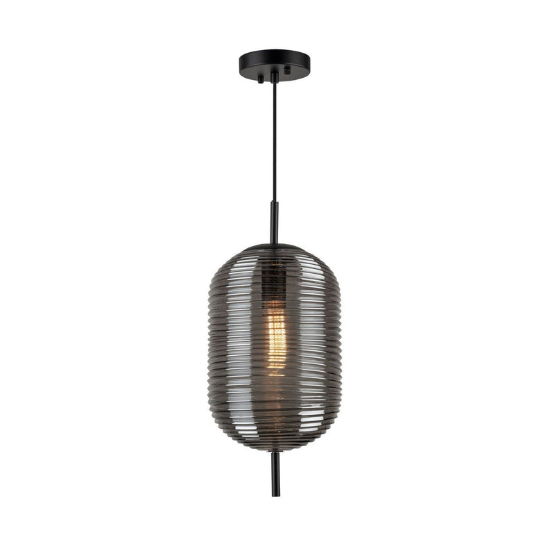 Vita Smoke Grey Glass Pendant in Black