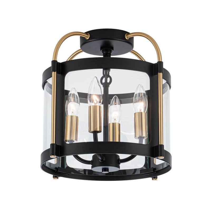 Bonita 4-Light Semi-Flush Mount in Black and Brushed Brass