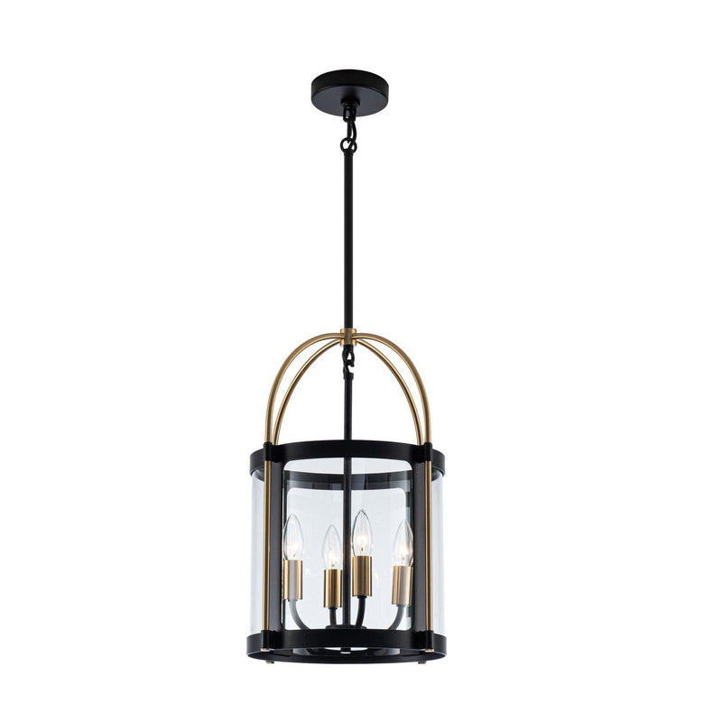 Bonita 4-Light Lantern Pendant in Black and Brushed Brass