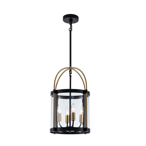 Bonita 4-Light Lantern Pendant in Black and Brushed Brass
