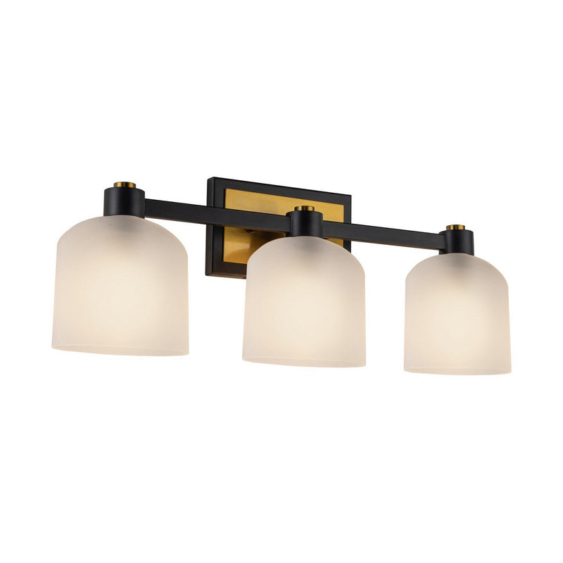Lyndon 3-Light Bath Vanity Light in Black and Brushed Brass