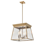 Lucian 18" 4-Light Lantern Pendant in Brushed Brass