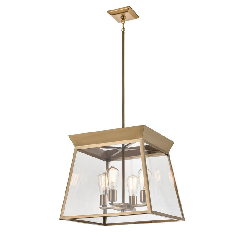 Lucian 18" 4-Light Lantern Pendant in Brushed Brass