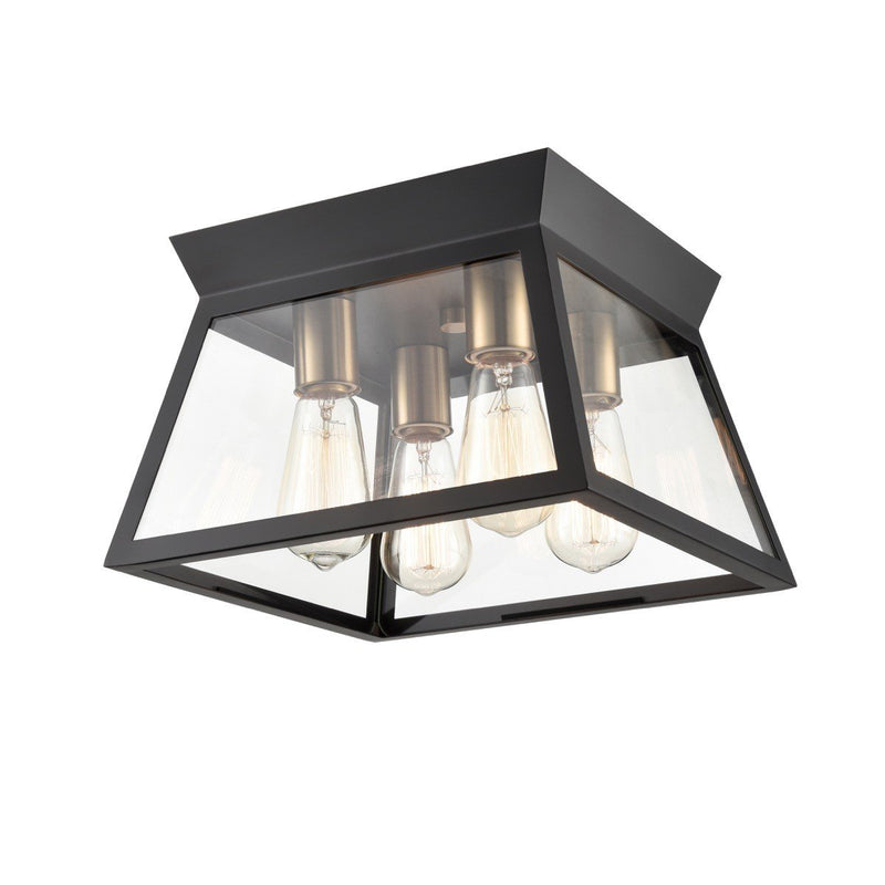 Lucian 4-Light Flush Mount in Black and Brushed Brass