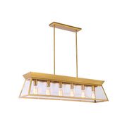 Lucian 6-Light Linear Pendant in Brushed Brass