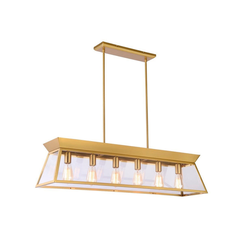 Lucian 6-Light Linear Pendant in Brushed Brass