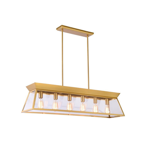 Lucian 6-Light Linear Pendant in Brushed Brass