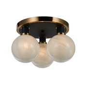 Gem 3-Light Flush Mount in Black and Brushed Brass