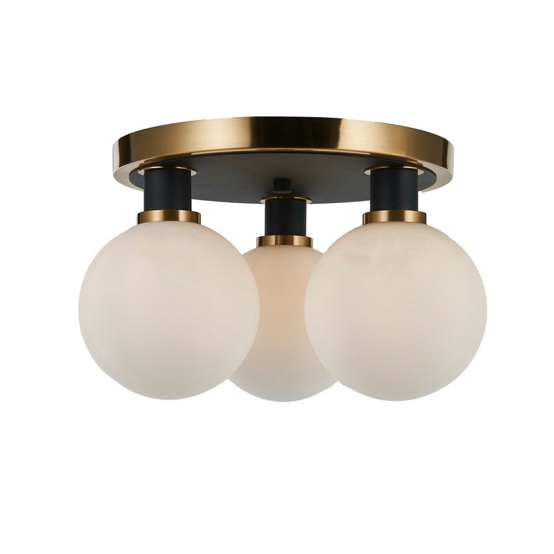Gem 3-Light Flush Mount in Black and Brushed Brass