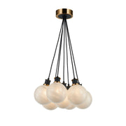 Gem 7-Light Pendant in Black and Brushed Brass