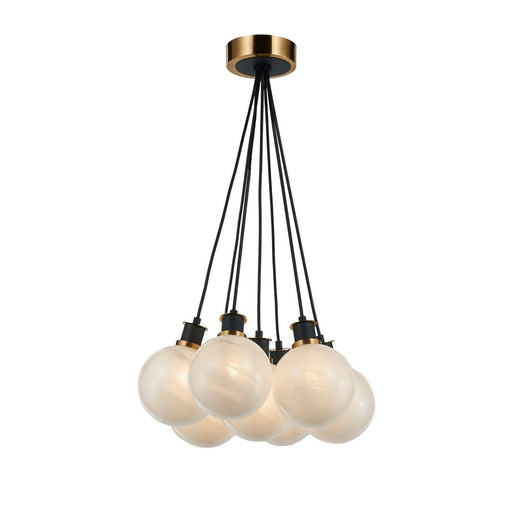Gem 7-Light Pendant in Black and Brushed Brass