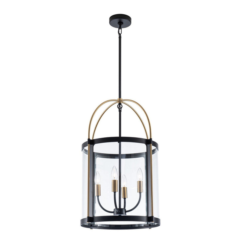 Verre Incolore 4-Light Lantern Pendant in Black and Brushed Brass