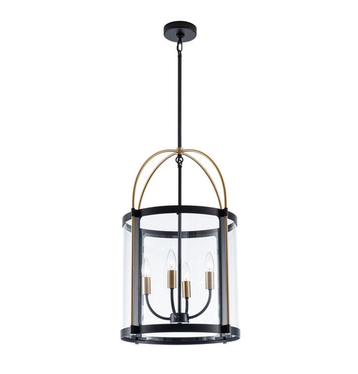 Verre Incolore 4-Light Lantern Pendant in Black and Brushed Brass