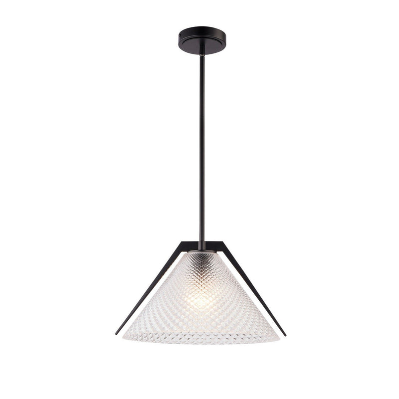 Baltic Semi-Clear Glass Pendant in Black and Brushed Brass