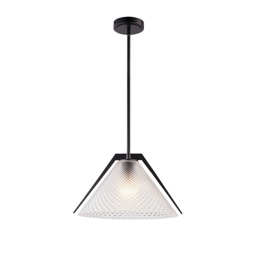 Baltic Semi-Clear Glass Pendant in Black and Brushed Brass