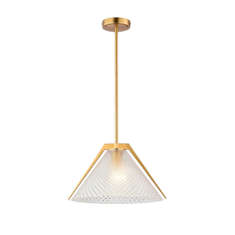 Baltic Semi-Clear Glass Pendant in Brass and Black