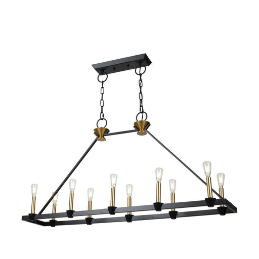 Notting Hill 10-Light Linear Pendant in Black and Brushed Brass
