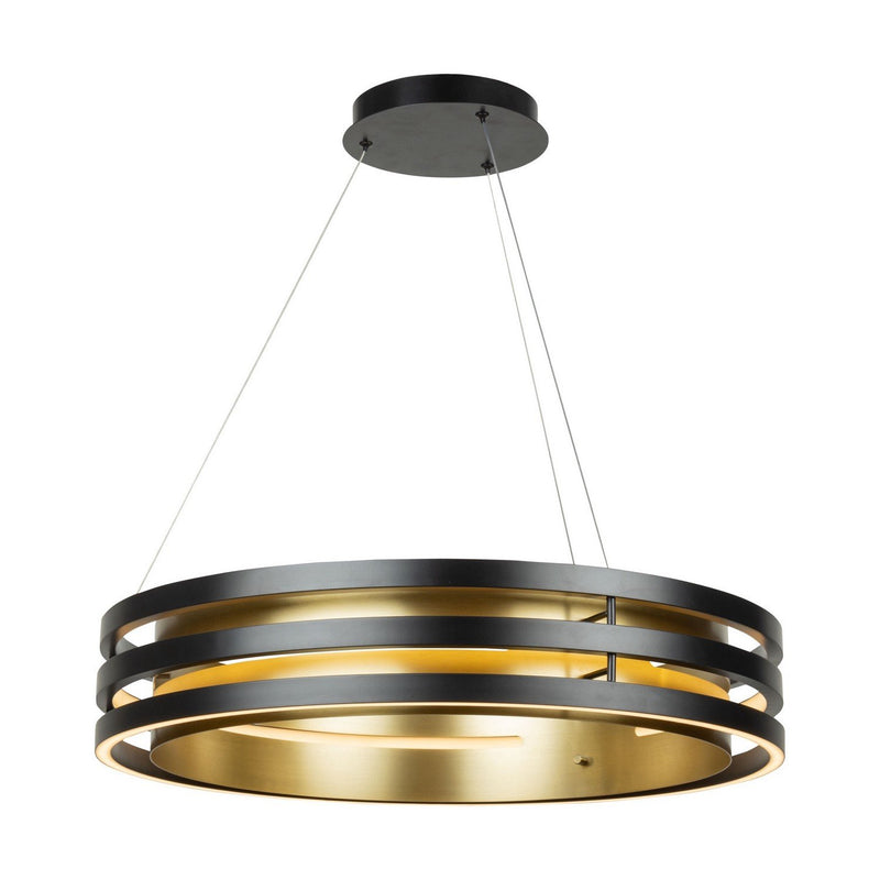Toledo 25.5" LED Pendant in Black and Brushed Brass