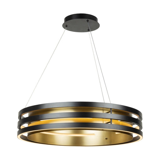 Toledo 25.5" LED Pendant in Black and Brushed Brass