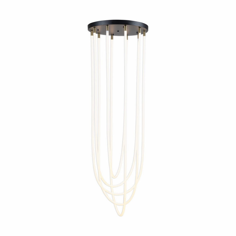 Cascata 5-Light LED Pendant in Black and Brushed Brass