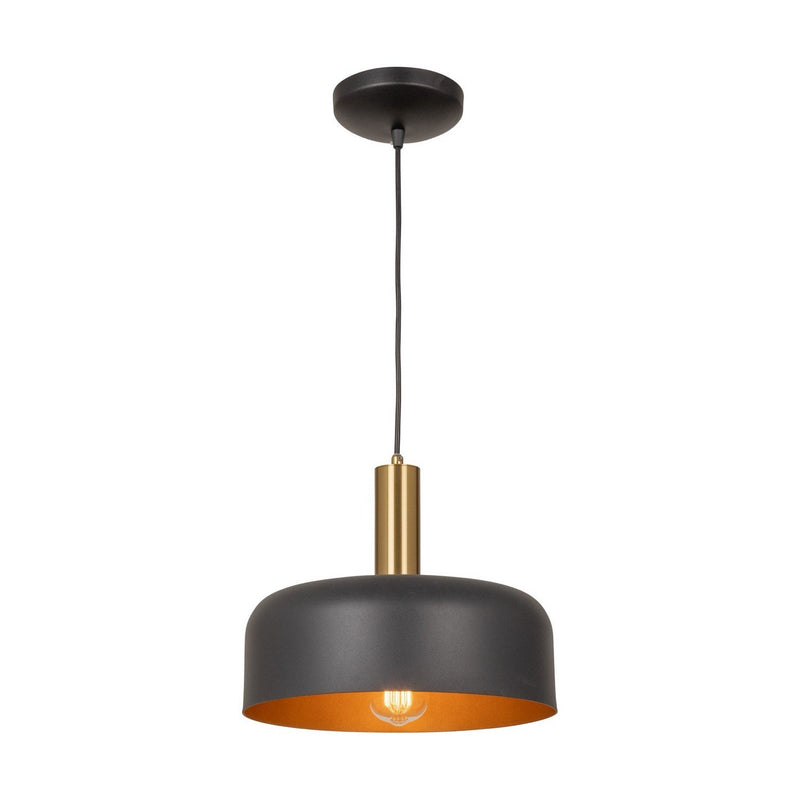 Orsa Dome Pendant in Black and Brushed Brass