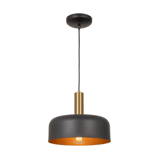 Orsa Dome Pendant in Black and Brushed Brass