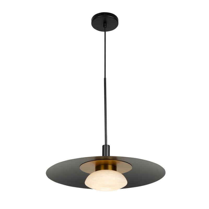 Camila 18" Alabaster LED Pendant in Black