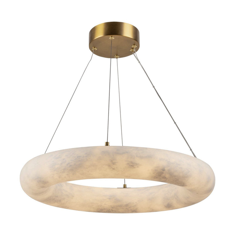 Camila 19" Alabaster LED Pendant in Brushed Brass