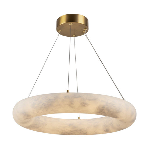 Camila 19" Alabaster LED Pendant in Brushed Brass