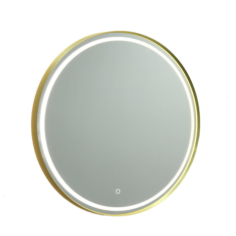 Reflections 31.5" Round 2-Light LED Lighted Mirror in Brushed Brass