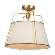Pullman 3-Light Drum Semi-Flush Mount in Brass