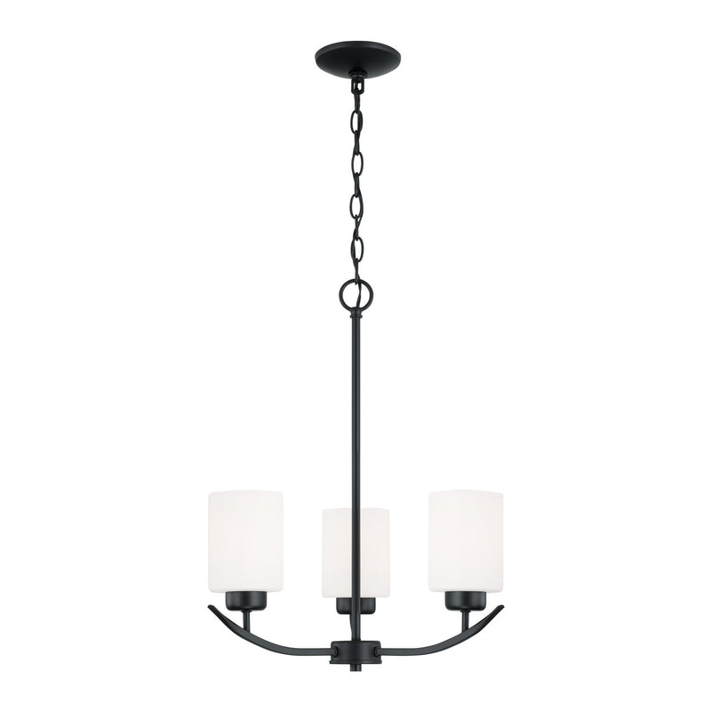 Dixon Three Light Chandelier in Matte Black