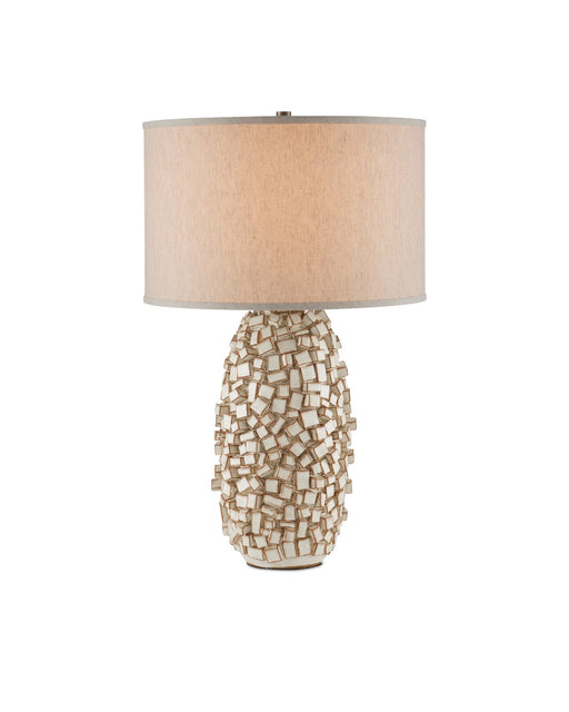 Sugar Cube 1-Light Table Lamp in Ivory & Brown - Lamps Expo