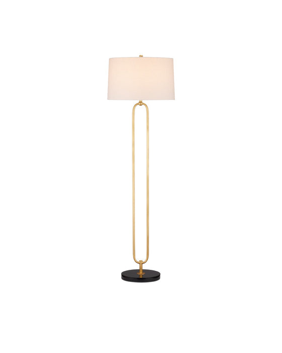 Glossary 1-Light Floor Lamp in Contemporary Gold Leaf & Natural - Lamps Expo
