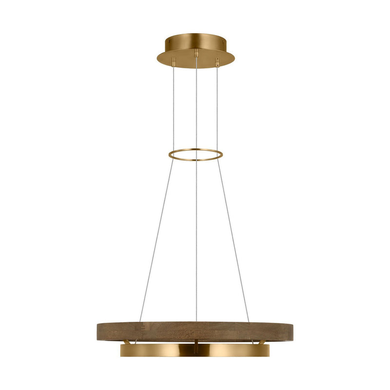Grace 24 Chandelier in Natural Brass and Weathered Oak