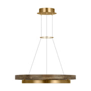 Grace 30 Chandelier in Natural Brass and Weathered Oak