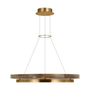 Grace 36 Chandelier in Natural Brass and Weathered Oak