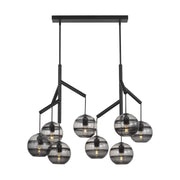 Sedona Double 8-Light Chandelier in Double Transparent Smoke Nightshade Black