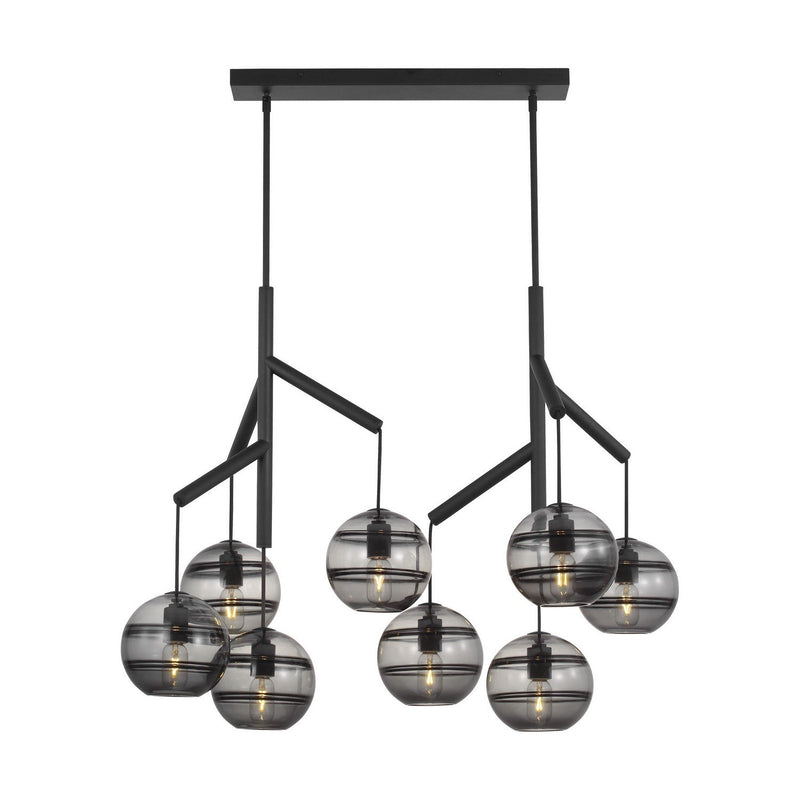 Sedona Double 8-Light Chandelier in Double Transparent Smoke Nightshade Black