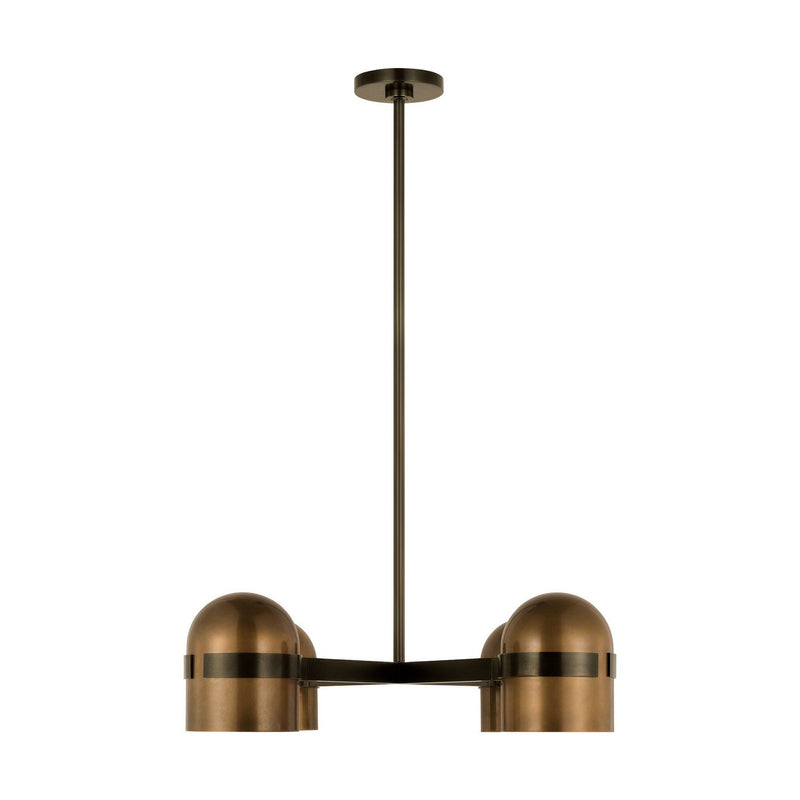 Octavia 28" 4-Light Chandelier in Blackened Bronze and Bright Worn Brass