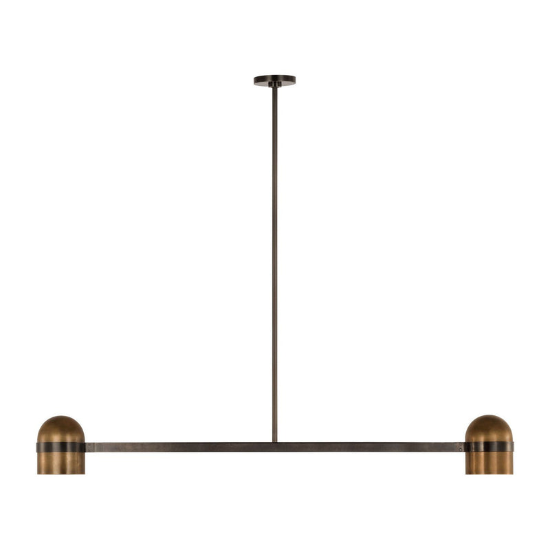 Octavia 56" 2-Light Linear Pendant in Blackened Bronze and Bright Worn Brass