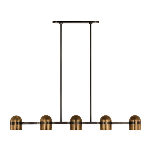 Octavia 62" 5-Light Linear Pendant in Blackened Bronze and Bright Worn Brass