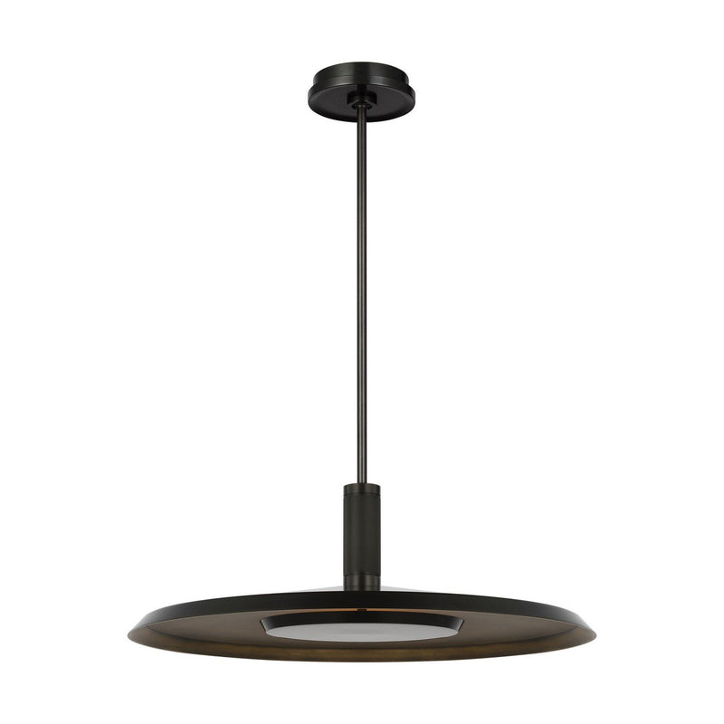 Saucer 24-Inch Pendant in Dark Bronze and Darkened Brass