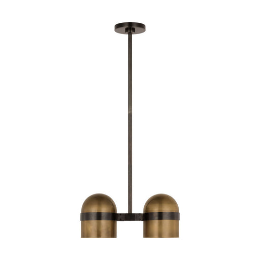 Octavia 2-Light Pendant in Blackened Bronze and Bright Worn Brass
