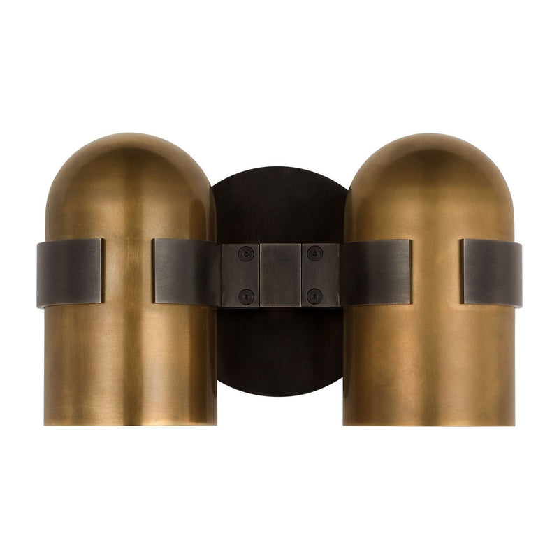 Octavia 2-Light Wall Sconce in Blackened Bronze and Bright Worn Brass