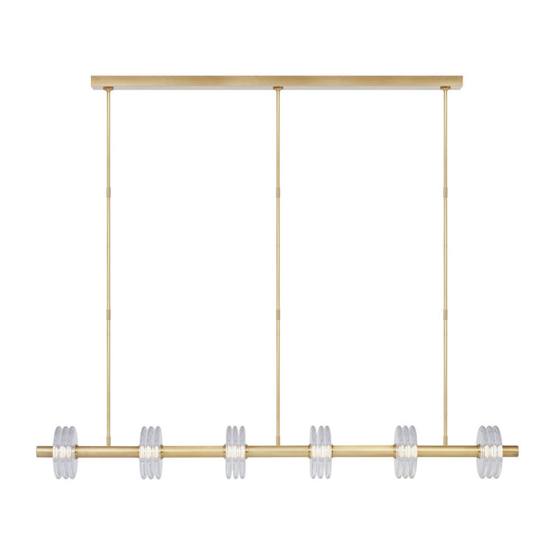 Laurel X-Large 6-Light Linear Pendant in Clear Natural Brass