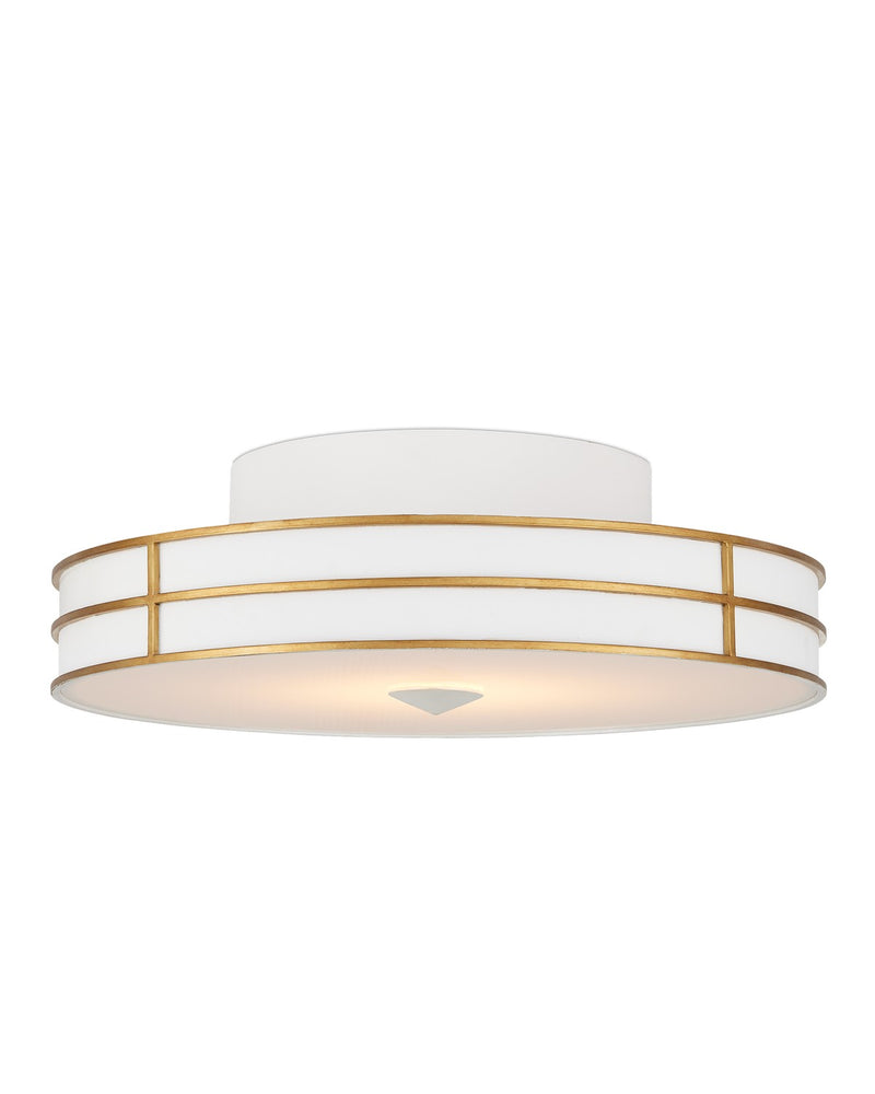 Fielding 1-Light Flush Mount in White & Contemporary Gold - Lamps Expo